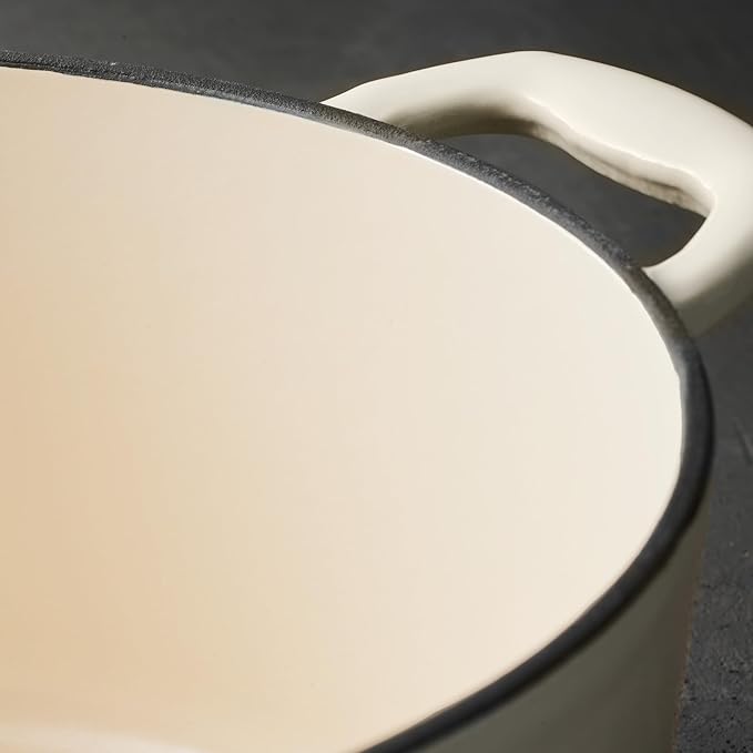 Tramontina Bestow Enameled Cast Iron Dutch Oven Pot with Lid, Round 6.5-quart, Latte (Gold Knob)