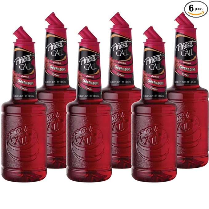 Finest Call Premium Grenadine Syrup Drink Mix, 1 Liter Bottle (33.8 Fl Oz), Pack of 6