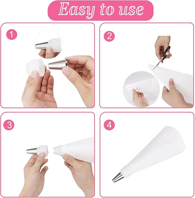 Reusable Piping Bags and Tips Set - 16inch Pastry Bags for Cake Decorating, Cupcakes, Cookies | Durable Cotton Exterior, Easy to Clean, Eco-Friendly Baking Kit for Home Bakers & Chefs