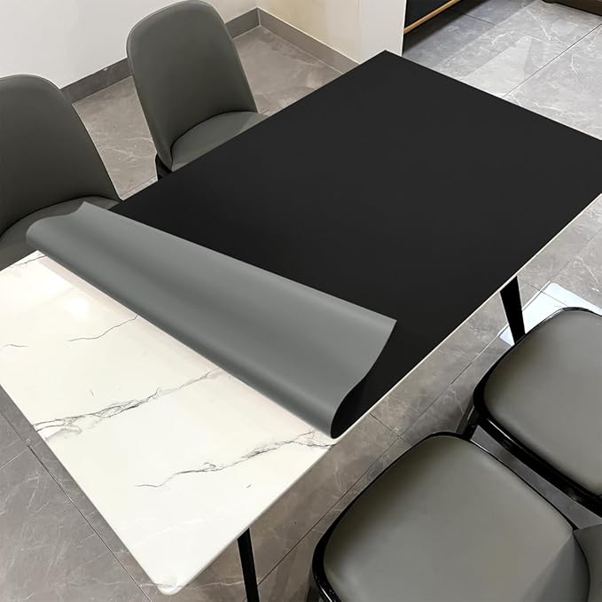 Table Cover Rectangle for Dining Room Table - Can Be Used On Both Sides Waterproof and Easy to Clean Good Flatness Used for Dining Table(Black+Gray 44x96)