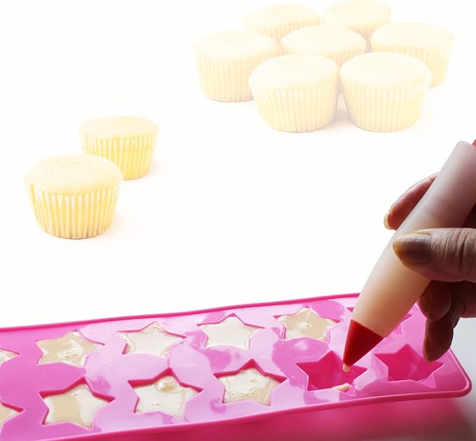 Star Chocolate Mold,Reusable Five Pointed Star Silicone Mold for Making Chocolates,Ice Cubes,Jellies and Candies(Pink)