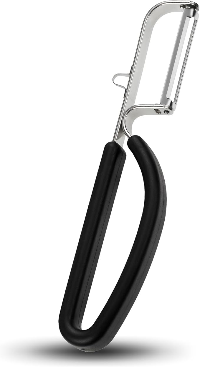 LURCH Germany Universal Ultra Sharp Stainless Steel Vegetable Swivel Peeler for for Potatoes, All Fruits & Veggies | Non-Slip Comfortable Handle | 5.1 x 2.3 Inches / 13 cm x 6 cm - Black