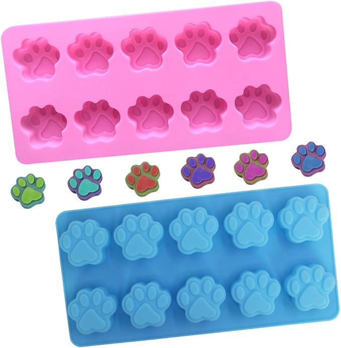 DaKuan 4-Pack Food Grade Silicone Paw Print Mold | Reusable Pet Ice Candy Chocolate Bakery Molds | Oven, Freezer & Dishwasher Safe