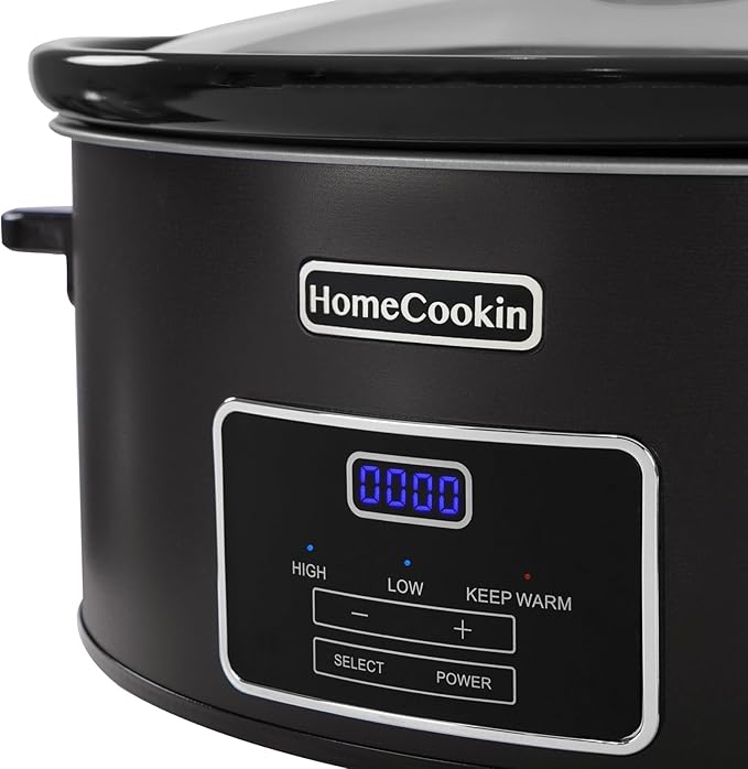 HOMECOOKIN 8 Quart Programmable Slow Cooker, Kitchen Appliances, Perfect Kitchen Small Appliance for Family Dinners, Black Stainless Steel