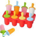 Miaowoof Silicone Popsicles Molds for Toddlers, 8-Cavity Non-BPA Premium Silicone Small Popsicle Molds, Ice Pop Mold with 8 Colorful Reusable Sticks for Kids (Red)