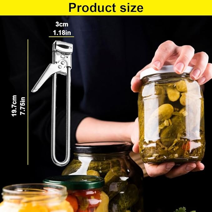 Adjustable Stainless Steel Jar Opener, 2026 New Multifunctional Stainless Steel Can Opener, Jar Lid Opener for Weak Hands, Jar Lid Gripper Bottle Opener Kitchen Accessories (1)