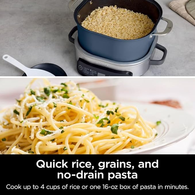 Ninja 10-in-1 Everyday Possible Cooker Pro 6.5-qt,Multi-Cooker,Slow Cooker, Slow Cook,Sear/Sauté,Braise,Keep Warm,White Rice,Brown Rice,Oats,Cooking Pot Midnight Blue, Base Gray/Stainlees Steel