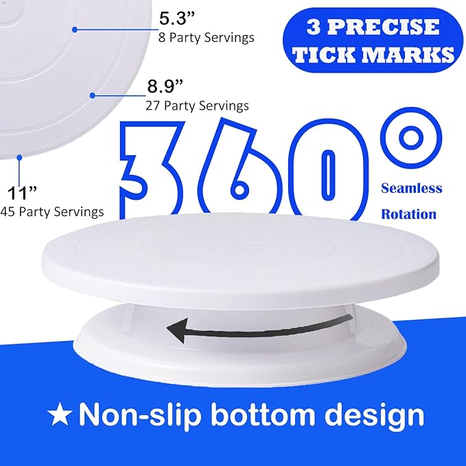 124 PCS Cake Decorating Kit with Cake Stand Turntable, Piping Bags and Tips Set, 100+1 Piping Bags, 12 Icing Piping Tips, 3 Scrapers, 2 Spatulas, Manual Egg Whisk, Baking Supplies for Cake Lovers