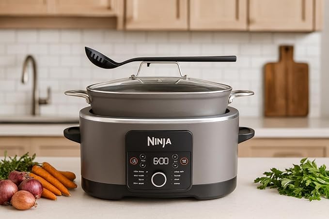 Ninja Foodi PossibleCooker PRO 14-in-1 8.5 Qt Multi-Cooker – Replaces 14 Tools, Nonstick Pot, Glass Lid & Integrated Spoon (Graphite Gray)