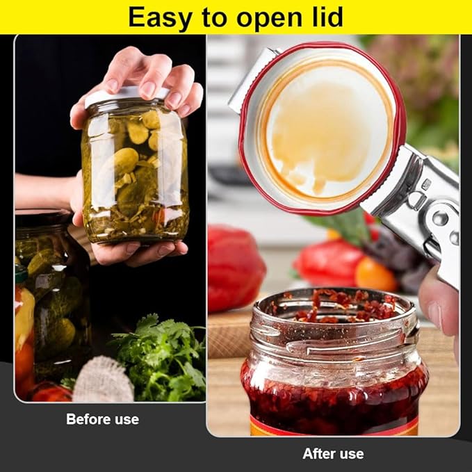 Adjustable Stainless Steel Jar Opener, 2026 New Multifunctional Stainless Steel Can Opener, Jar Lid Opener for Weak Hands, Jar Lid Gripper Bottle Opener Kitchen Accessories (1)
