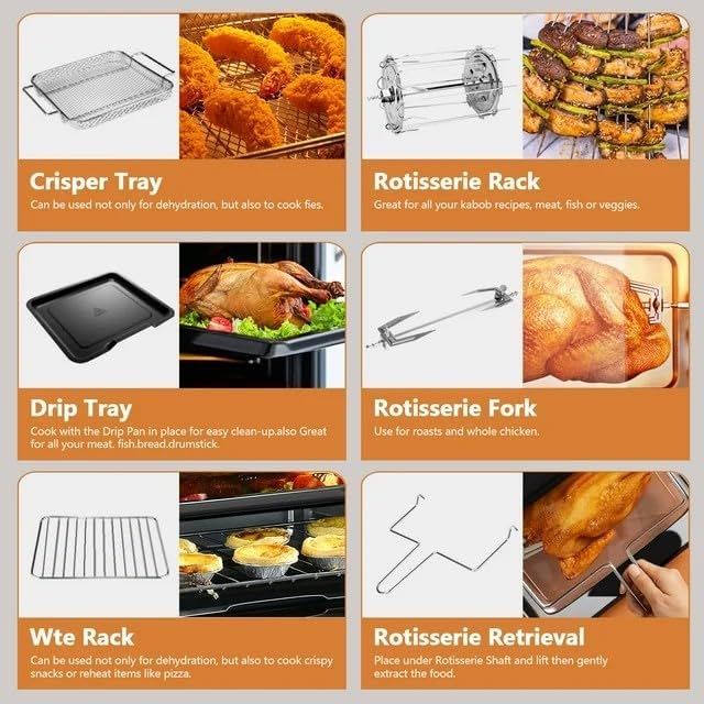 Toaster Oven, 12QT Air Fryer Oven with 12 Pre-set Cooking Menus, Clear Viewing Window, Up to 95% Less Oil for Healthier