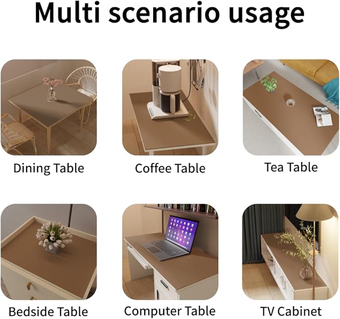 Leather Table Cover,1.8mm Thick,36x48 Inch Table Protector,Table Protector for Dining Room Table,Table Pads for Dining Room Table.(Mud Color+Champagne Gold,36x48)
