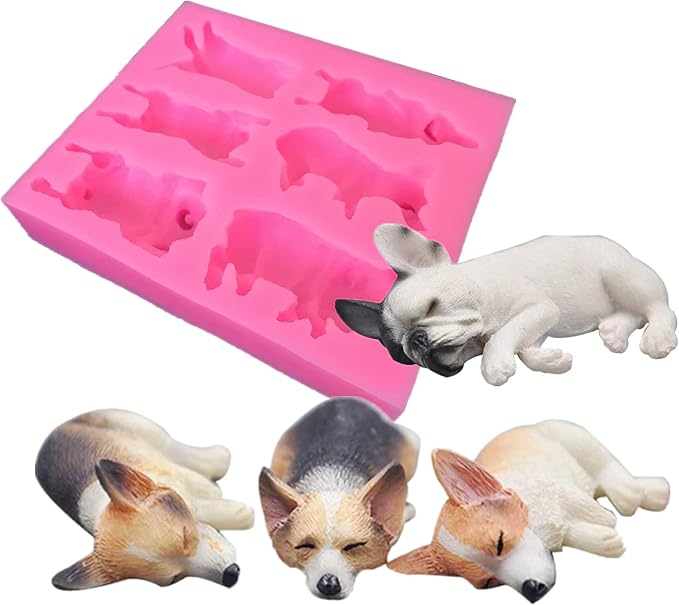 3D Fondant Chocolate Candy Cake Decoration Baking Pastry Tools Silicone Soap Mold Resin Polymer Clay Mold (Dog)