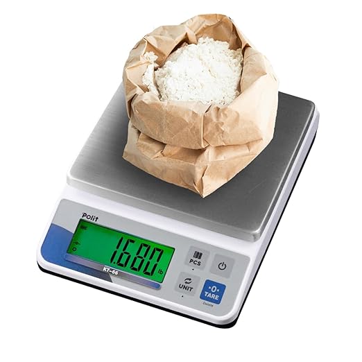 Polit KT-66 Digital Kitchen Scale 18lb/8000g｜0.02oz/0.5g Precision Food Scale with LCD Display｜Battery or Plug-in｜Stainless Steel Top｜Grams & Ounces｜5 Units for Baking, Cooking, Farming & Shipping