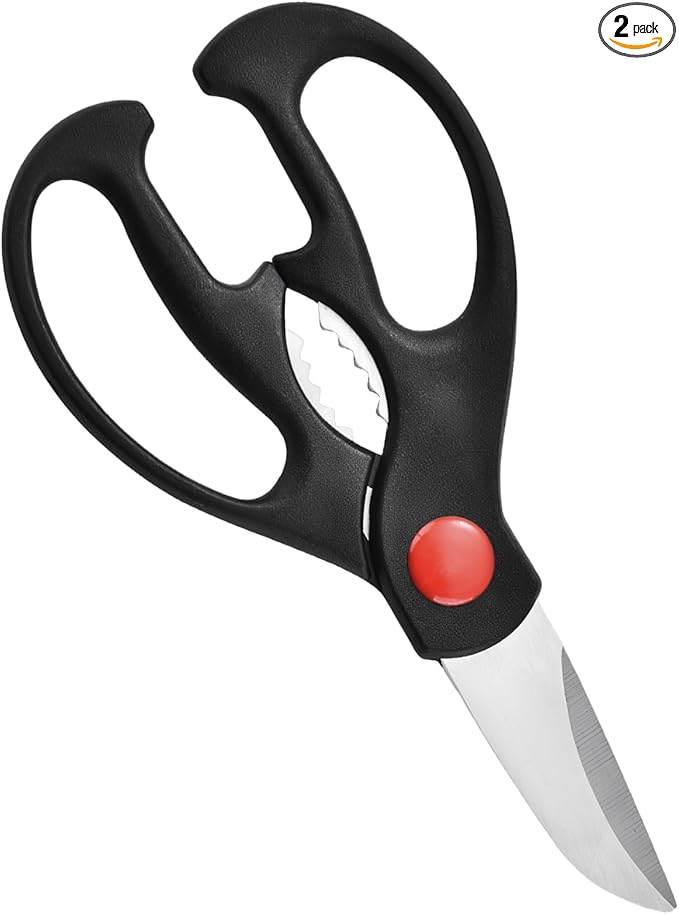 Multipurpose kitchen scissors, heavy duty meat poultry scissors, spice scissors, food cooking scissors, stainless steel utility scissors (2, black)