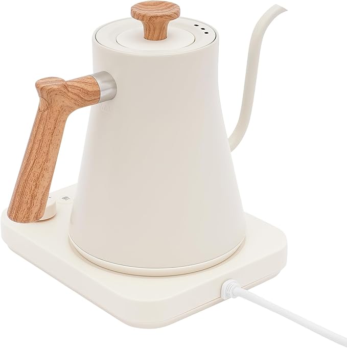 Gooseneck Electric Kettle, 0.24Gal Stainless Steel Electric Tea Kettle with Precision Temperature Control & LED Touchscreen, 1200W 90°Gooseneck Kettle for Tea Coffee (White)