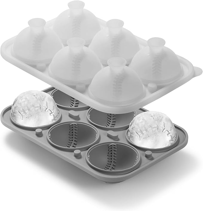 Nax Caki 3D Baseball Ice Cube Tray, Large Baseball Silicone Fun Shapes Whiskey Ice Mold with Funnel for Cocktails, Bourbon,Brandy, Whiskey Gifts for Men