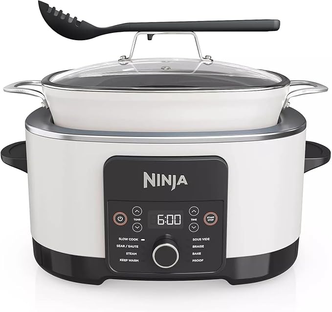 Ninja Foodi PossibleCooker PRO 14-in-1 8.5 Qt Multi-Cooker – Replaces 14 Tools, Nonstick Pot, Glass Lid & Integrated Spoon (White)
