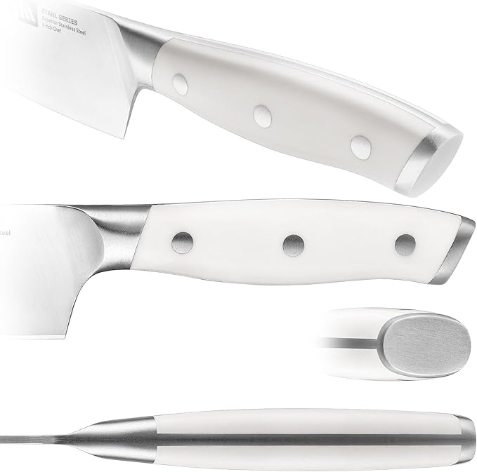Klaus Meyer Stahl High Carbon Exclusive German Steel 6 inch Utility Serrated Knife (White)