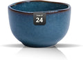 Organic Shape Restaurant Bouillon Cup 9oz, Commerical Grade Catering Stoneware Dip Bowls in Ir-regular Organic Shape, Chip & Scratch Resistant, Glossy Reactive Glaze Blue, Case of 24