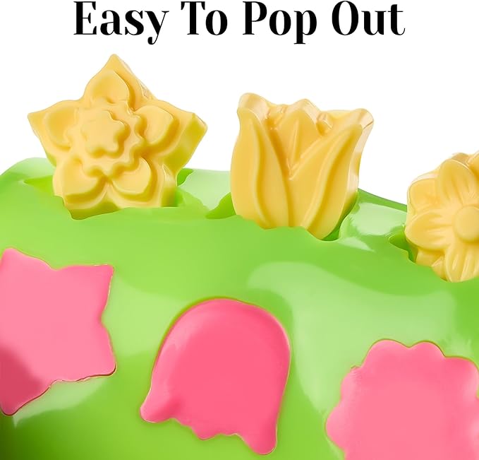 6 Pcs Flower Silicone Chocolate Molds Set, 15-Cavity Rose Heart Star Candy Mold Different Shapes Silicone Molds for Chocolate, Candy, Ice Cube, Butter, Jello