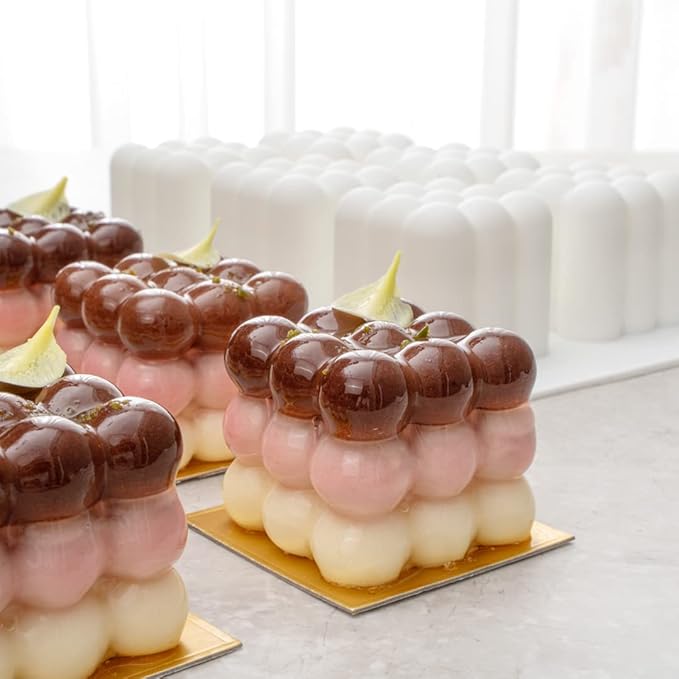Restaurantware-6 Cavities Pastry & Baking Mold, 1 Oven-Ready 3D Mold - Flexible, Freezable, White Silicone Silicone Mold For Baking, Easy Release, For Chocolate, Cheesecake, Jelly, Or Mousse