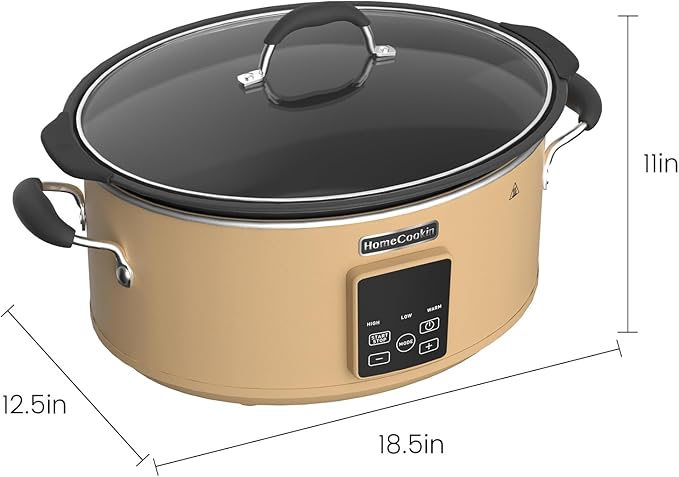 HOMECOOKIN Slow Cooker, Extra Large 10 Quart Digital Programmable Slow Cookers with Timer, Dishwasher Safe Glass Lid & Crock, Kitchen Appliance for Families and Gatherings, Brown