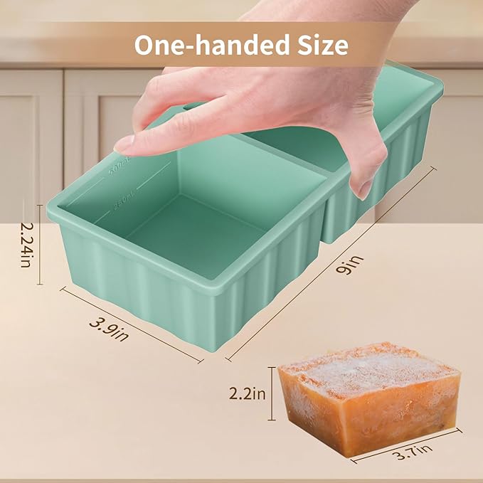 Silicone Freezer Tray for Soup Ice Cubes: 2-Cup Freezing Tray with Lid for Meal Prep - 2Pack Silicon Soup Portion Freeze Trays Make Stock Souped Ice Cube