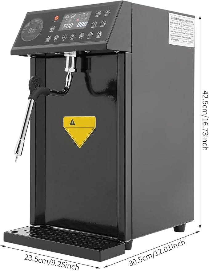 Commercial Milk Frother, 8L Automatic Milk Foam Machine Electric Steam Milk Frothing Machine Coffee Milk Foam Machine Steamer with LED Display for Tea Coffee Shop Black
