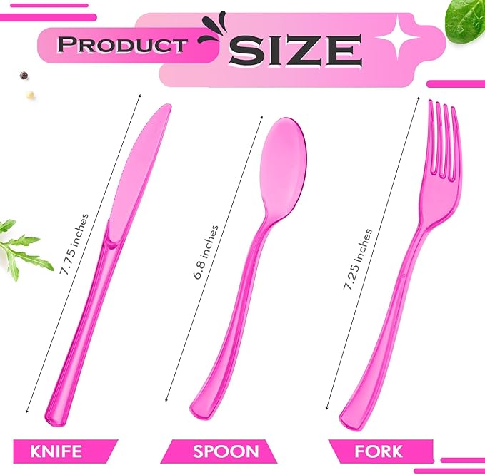 Minatee 150 Pieces Disposable Cutlery Set Plastic Silverware Heavy Duty Utensil Sets 50 Forks 50 Knives 50 Spoons for Home Office School Party Picnics Restaurant Outdoor Events