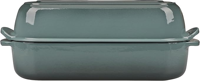 Enameled Cast Iron Loaf Pan with Lid, Dutch Oven Bread pan for Homemade Sourdough Bread Baking, 12.5x5.5 inch, 5qt, Slateblue