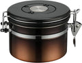 Coffee Canister, Airtight Coffee Container with Date Tracker Lid, Stainless Steel Canister for Kitchen Food Storage (Black-Copper, 9oz)