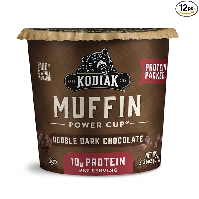 Kodiak Cakes Minute Muffins, Double Dark Chocolate, 2.36 Ounce (Pack of 12) (Packaging May Vary)
