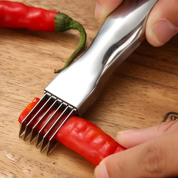 Stainless Steel Green Onion Slicer 2 PCS, Multi-Blade Kitchen Herb Cutter, Professional Scallion Shredding Tool Shred Silk The Knife, Upgrade Stainless Steel Chopped Green Onion Knife Vegetable
