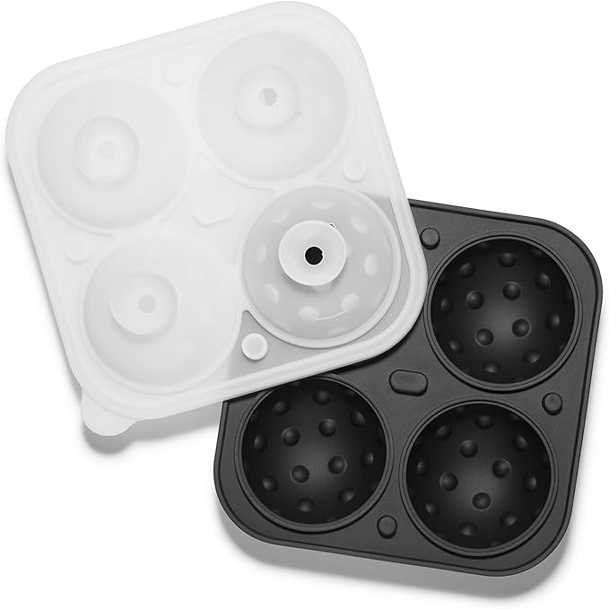 Novelty Pickleballs Gifts Ball Ice Maker Mold, 2.2" Large Sphere Round Ice Cube Mold for Cocktails, Whiskey, Bourbon Chilling, 4 Hole Fun Shapes Big Silicone Circle Ice Cube Trays