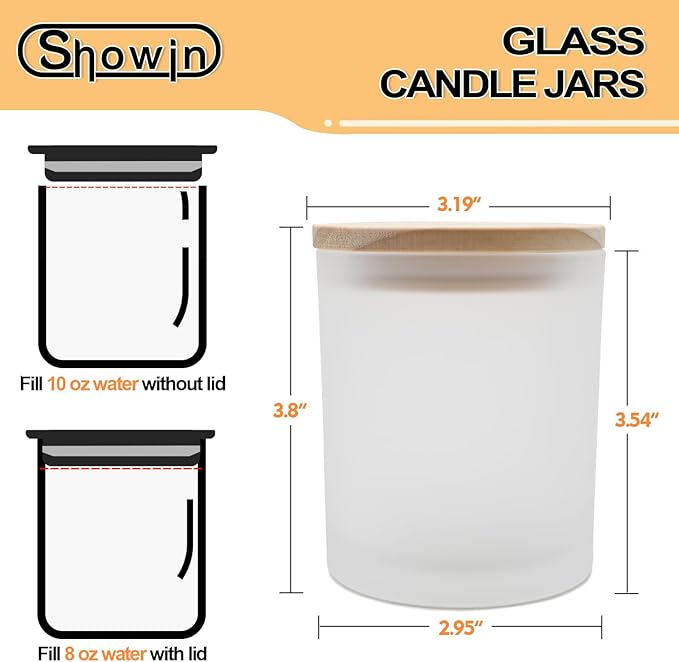 10 OZ Thick Candle Jars for Making Candles 15 Pcs, Empty Jars with Wood Lids for Candle Making, Sample Container, Frosted White