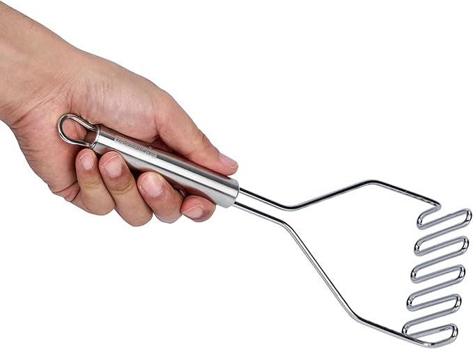 Restaurantware-German Standard Wire Mashers With Ergonomic Handle, 24 Heavy-Duty Potato Mashers - Dishwashable, Durable, Stainless Steel Food Mashing Tool, For Avocado, Beans, Sweet Potatoes, And More