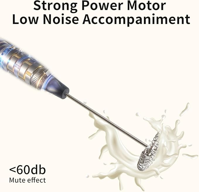 milk frother handheld Battery,Stainless steel housing frother for coffee，stirrers electric With bracket，frother for Matcha, Lattes, Cappuccino Black