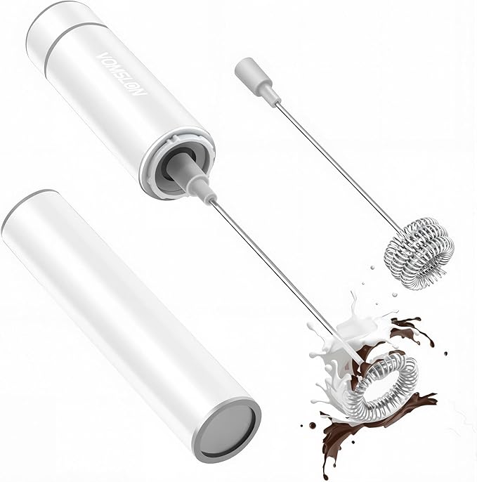 Electric Milk Frother Handheld,Travel Coffee Drink Mixer Batteries Included, 304 Stainless Steel Whisk for latte Cappuccino,Bulletproof Coffee Hot Chocolate,Egg White