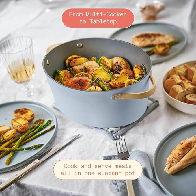 Beautiful 10-in-1 6Qt Electric Multi-Cooker with 7 Presets,Oven-Safe Pot & Lid,Sauté,Steam,Slow Cook,Slow Cooker,Simmer, Rice & Mor, Touch Display,Dishwasher Safe,Serves Up to 7(Cornflower Blue)
