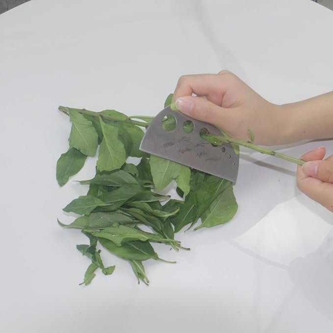 Herb Stripper and Herb Cutter 2 in 1,Herb Stripping Tool Herb Chopper Cilantro Chopper Best Kitchen Gadgets Presents for RV Owners Campers Chefs and Cooking Lovers,1PCS,Green,Stainless Steel,LXLVOUEG