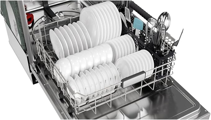 SHARP SDW6767HS Smart Dishwasher Works with Alexa. Includes LED Interior lights, Stainless Steel interior, Heated Dry with Fan Assist, Wash Zone cleans half load on either rack, Adjustable Third Rack