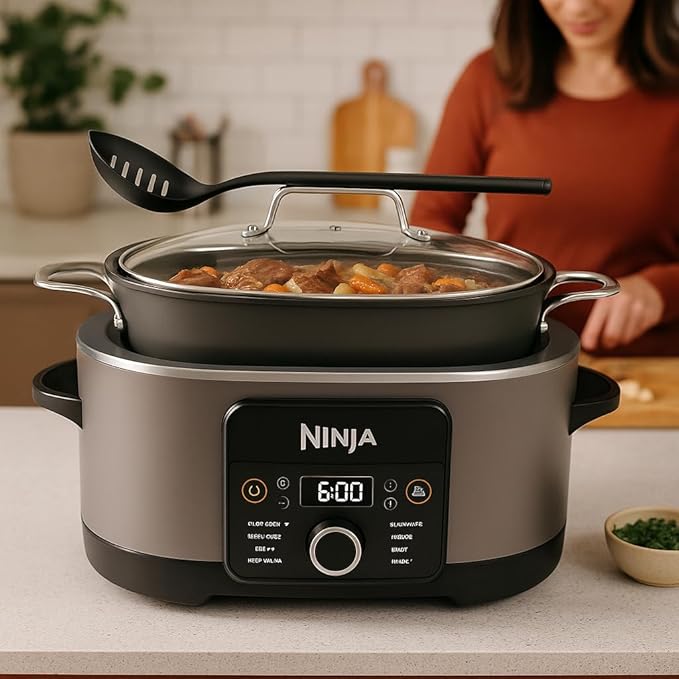 Ninja Foodi PossibleCooker PRO 14-in-1 8.5 Qt Multi-Cooker – Replaces 14 Tools, Nonstick Pot, Glass Lid & Integrated Spoon (Graphite Gray)
