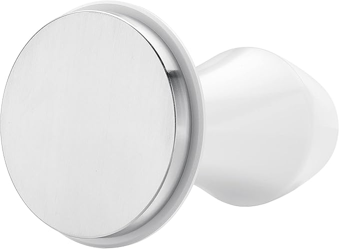 Normcore 58mm Espresso Tamper V4, Spring Loaded Coffee Tamper With Stainless Steel Flat Base Fits 58mm Standard Baskets, 15lb / 25lb / 30lbs Replacement Springs, Non-stick coating White