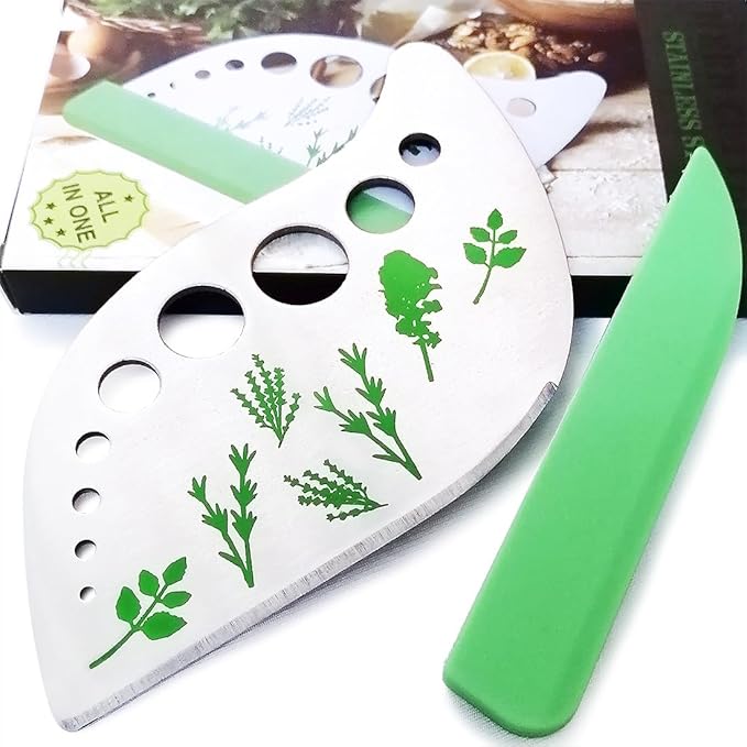 Herb Stripper Tool Leaf Stripper 9 Holes Herb Zip Tool Herb Chopper 2 in 1 Kitchen Gadgets for Kale Thyme Rosemary Basil