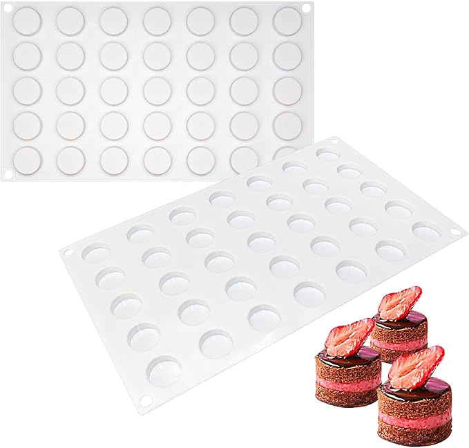 Funshowcase Mini Round Disc Silicone Mold Tray per Cavity 0.9x0.9x0.4inch 35 Cavities