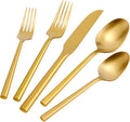 DEACORY Silverware Set Flatware Set Matte Gold Cutlery Set Heavy Hexagon Handle Stainless Steel 60 Pieces Dishwasher Safe Service for 12