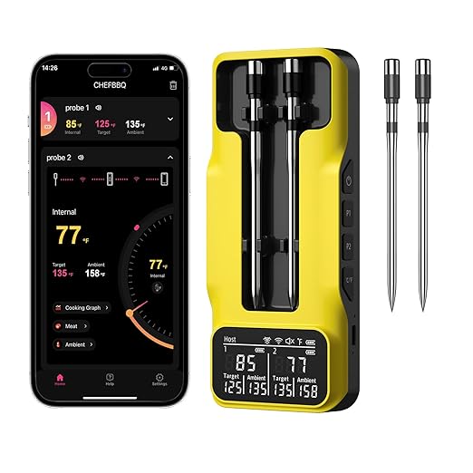 800FT Smart Wireless Meat Thermometer with Digital Meat Probe, Bluetooth Meat Thermometer with App Host Control for Barbecue, Outdoor Grilling, Oven & Smoker (Two*Probe-04)