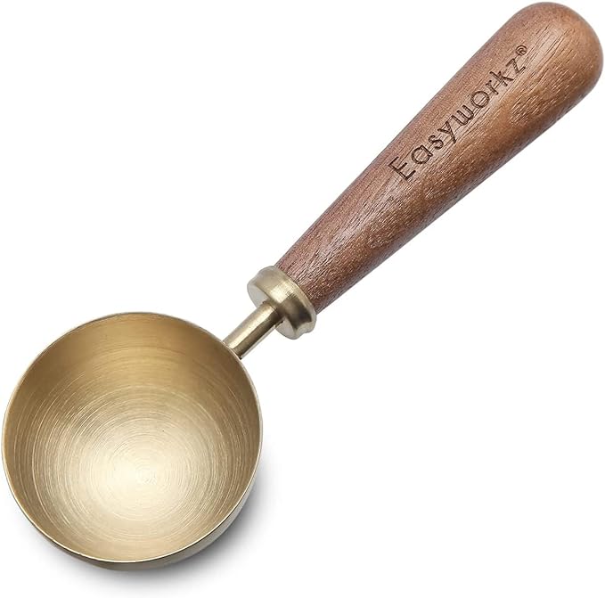 Easyworkz Retro Stainless Steel Coffee Spoon With Black Walnut Handle,10g - Measuring Spoon (Brushed gold)