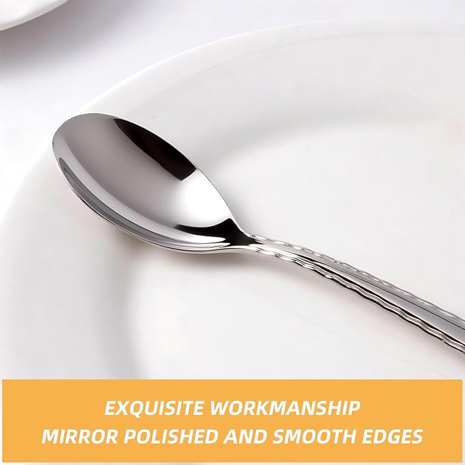 12 Pieces Heavy Duty Teaspoons Set,Tea Spoons Silverware,Food Grade Stainless Steel Dessert Spoons,Mirror Polished and Dishwasher Safe